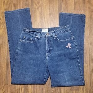 French Dressing Blue Women's Jeans Size 4 Embroidered Ribbon Detail Canadian D1